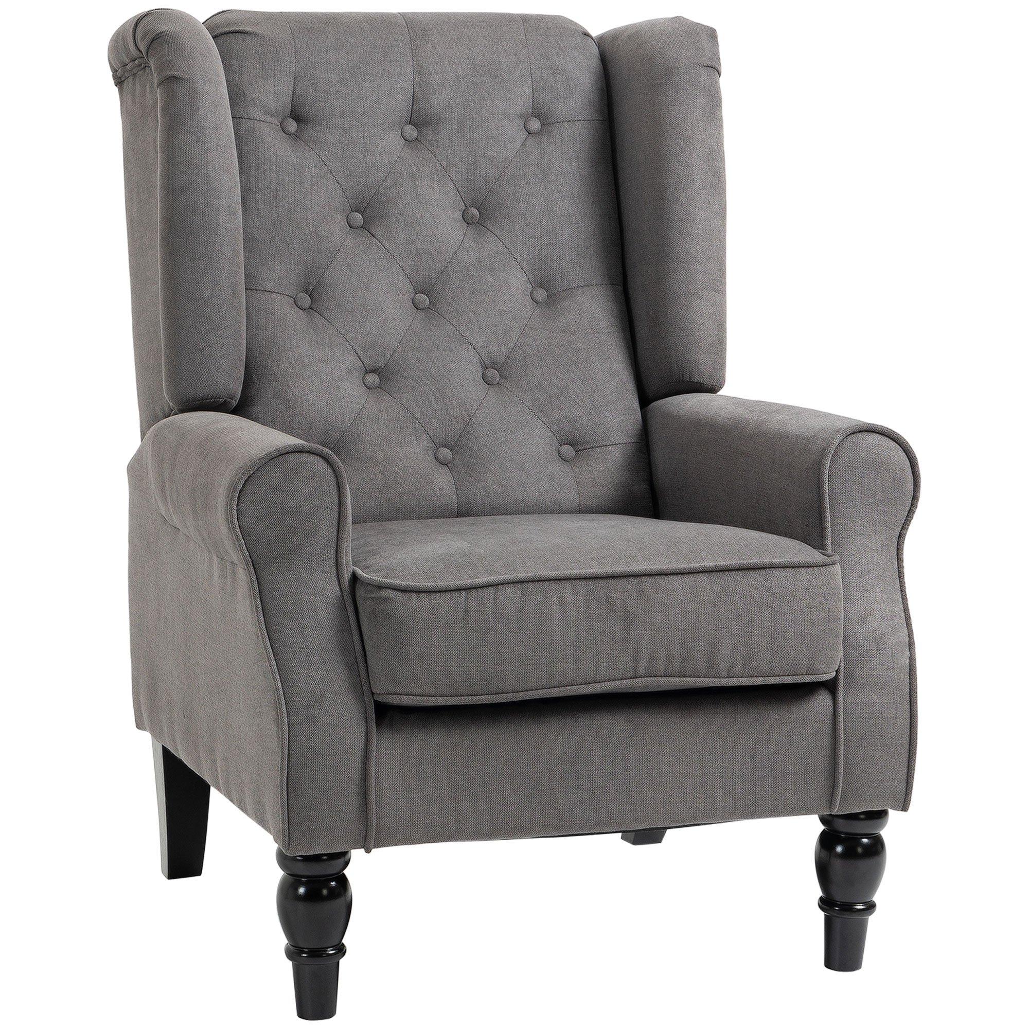 Retro Accent Chair Wingback Armchair with Wood Frame Living Room